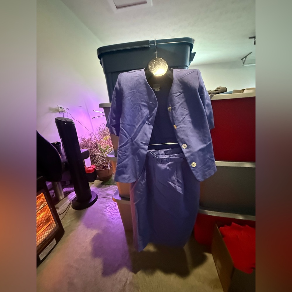 Purple Button-Up Blazer and Skirt Set p34